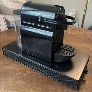 Nespresso Inissia D40 Coffee Single Pod Machine Black & Pod Drawer & Decaf pods